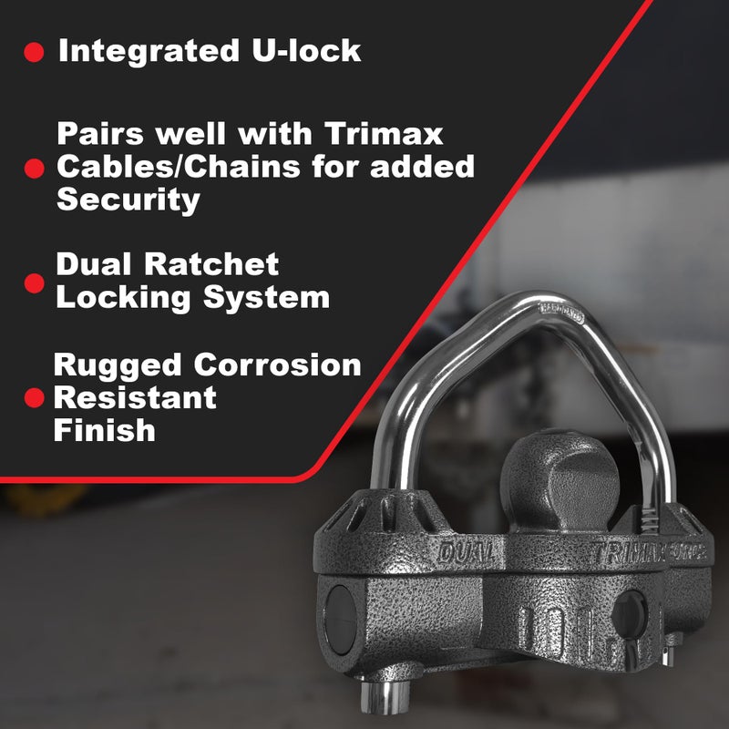 Trimax - UMAX 50D - Trailer Lock for Hitch, Dual Purpose Transforms to U Lock - Trailer Hitch Lock for 1-7/8" - 2-5/16" Couplers, All Coupler Types - Image 4